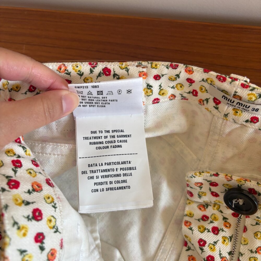 Miu Miu High Waisted Denim Floral Shorts - Picture 4 of 6